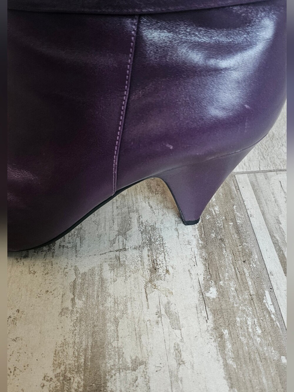 Steve Madden Purple Leather Women's Ankle Boots - Sleek Pointed Toe 80's - 10 - Picture 3 of 6